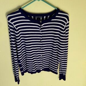 Cable & Gauge Navy and White Striped Cardigan